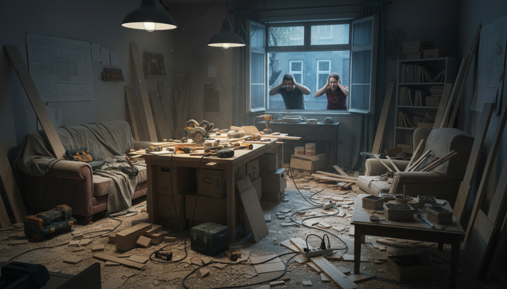 découvrez comment un atelier de bricolage, initialement loisir sédentaire, peut devenir une activité professionnelle illégale et source de nuisances sonores.