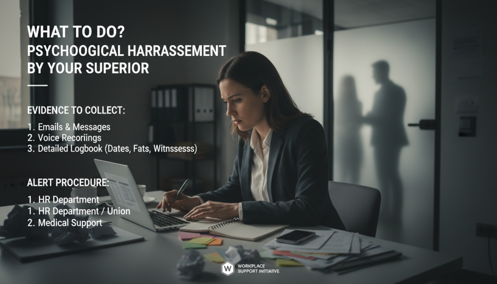 découvrez comment réagir face au harcèlement moral de votre supérieur : les preuves à collecter et la procédure d'alerte pour vous protéger efficacement.