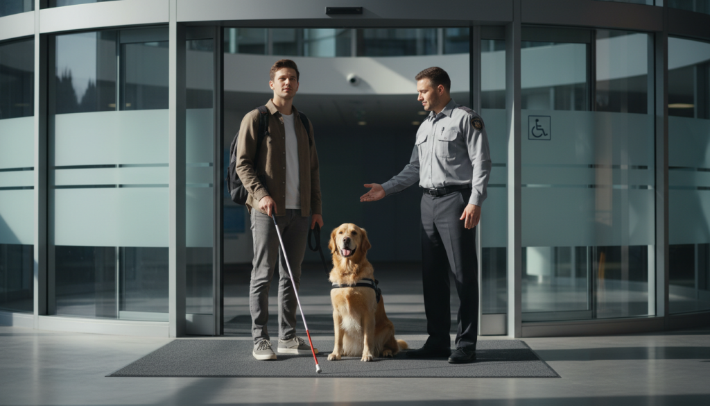 découvrez vos droits en tant que personne handicapée et comment réagir si l'accès à un lieu public vous est refusé à cause de votre chien-guide.