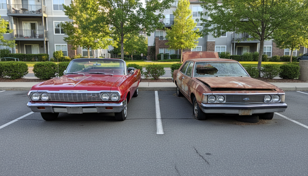 découvrez les règles concernant l'interdiction de stocker des véhicules de collection ou des épaves non roulantes dans les parkings collectifs, et les implications pour les copropriétaires.